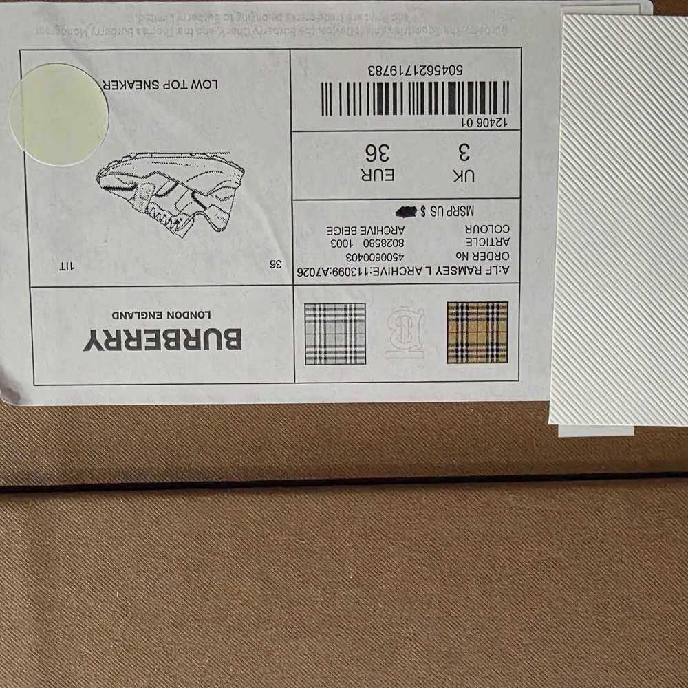 Unisex Burberry White & Yellow Leather Sneaker - Picture 9 of 9